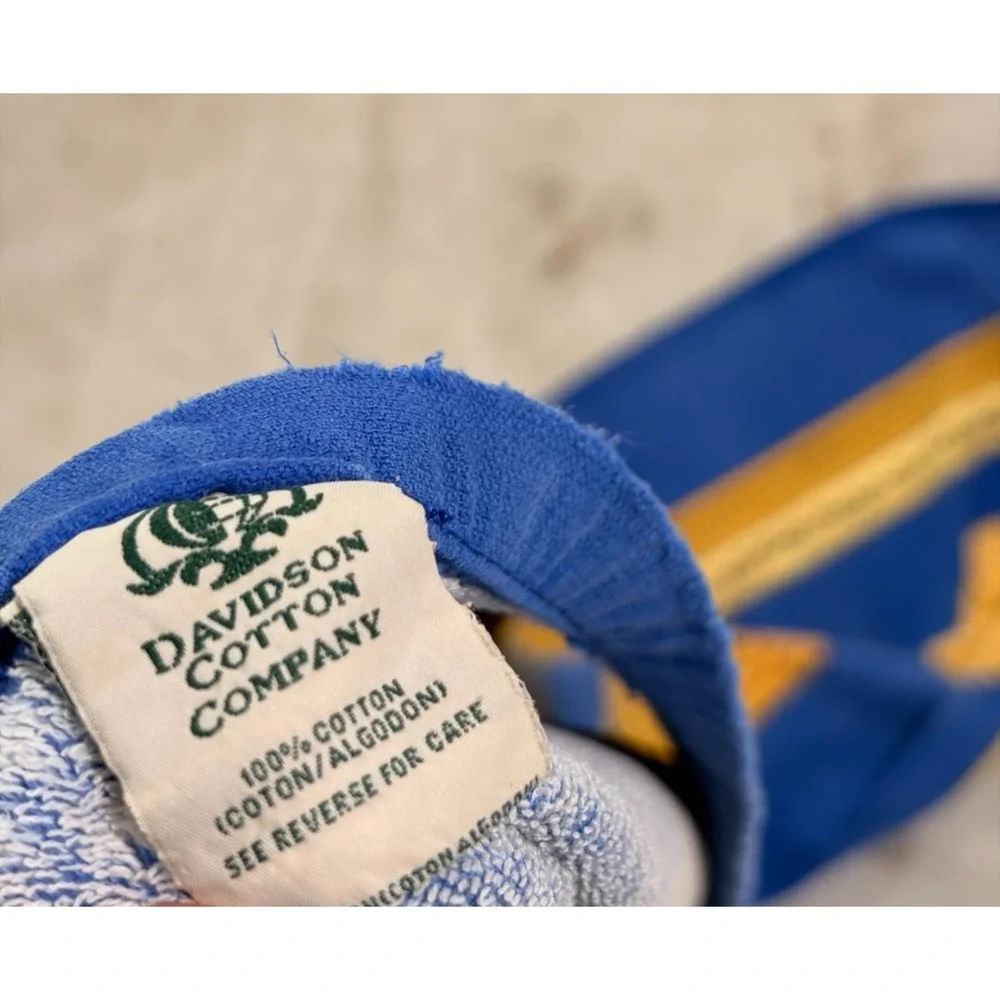 Vintage Davidson Cotton Company Seashell Beach Bath Towel Blue Yellow 62x33